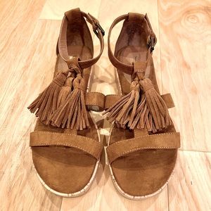 Mossimo Fringe Tassel Suede Look Sandals NEW